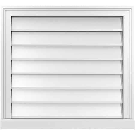 Ekena Millwork Vertical Surface Mount PVC Gable Vent w/ 2"W x 2"H , Brickmould Sill Frame, 26"W x 24"H GVPVE26X2403SN
